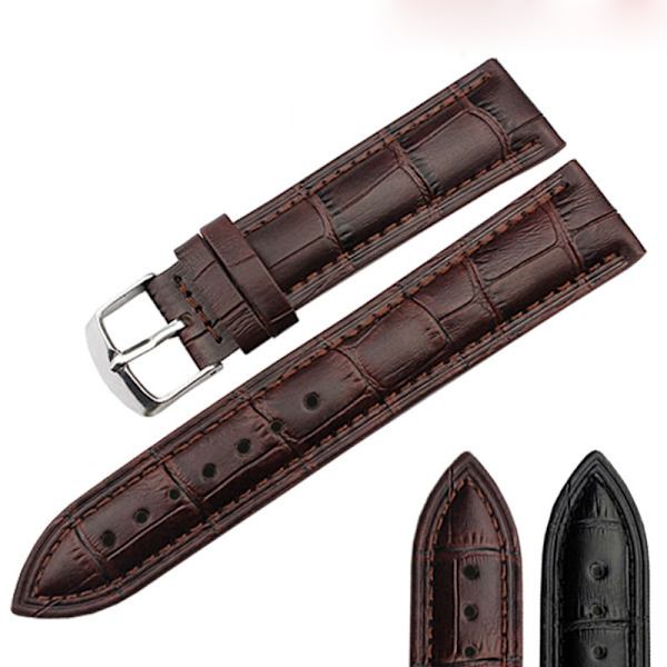 Affärsur vattentät kohudläder andningsbar slitstarkt bambu mönstrat armband gold shell 22mm