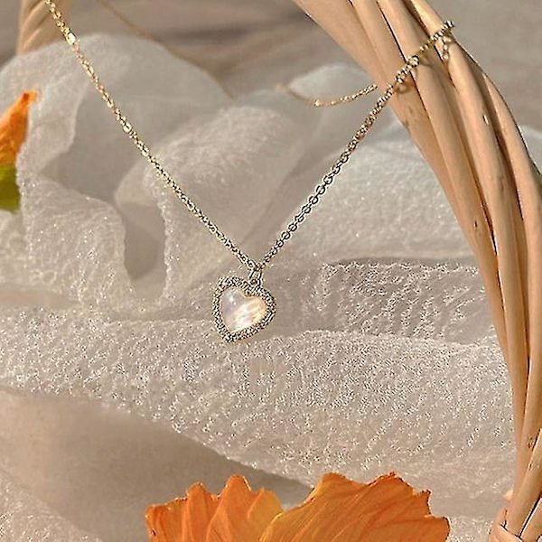 2022 Trendy Hjerteformet anheng halskjede Opal kjede skinnende kvinner temperament smykker choker halskjede bryllup smykker gaver 144