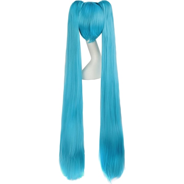 2 Hestehaler Rett Langt Party Kostyme 120cm Cosplay Parykk (Cyan Blå) blue