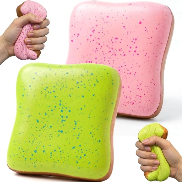 2-pack Butter Bread Squishy - Realistic Scented Sensory Stress Toy, Soft Decompression Toy for Teens & Adults 2 pcs Pink+Green multicolor