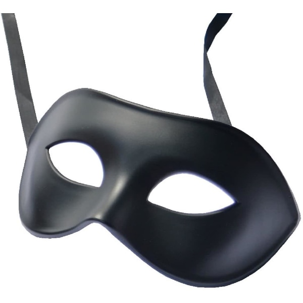 2* herremaske svart matt venetiansk maske i klassisk stil, maskerade, burlesk ballfest (svart One Size)