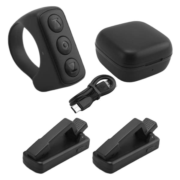 Fjernkontroll Sidevenderring for Kindle Paperwhite Oasis, Bluetooth E-leser Kontroller, Ring, Kamera Utløser Svart