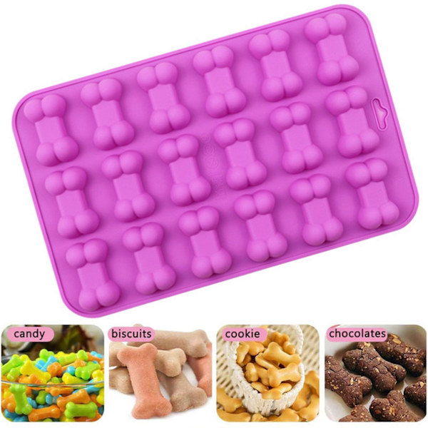 Chokladform Livsmedelskvalitet Flexibel Non-stick Kreativ Form Värmebeständig Matlagning Lila Färg 3d Hundben Isbricka Choklad Gelé Godisform Fo
