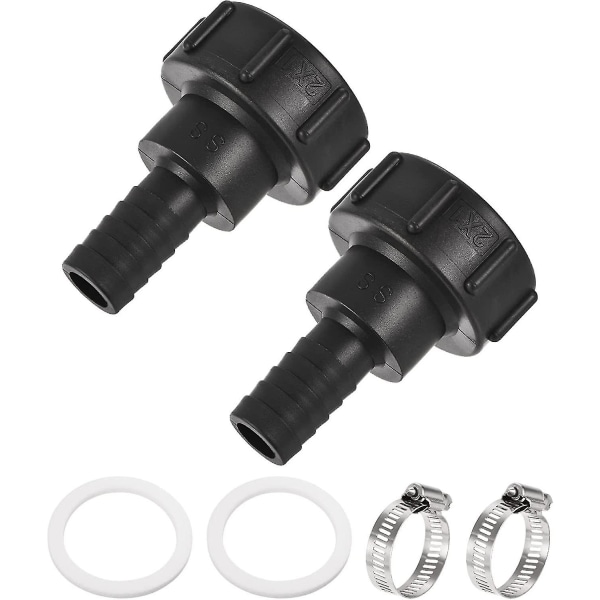 Sourcing Map Ibc Tank Hose Adapter 60mm Coarse Thread To 25mm Barbed Hose Connector Fitting Black Pack Of 2