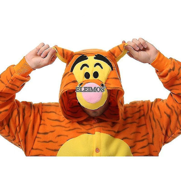 Halloween Onesie Cartoon Tiger Pyjamas för Vuxna Kvinnor Män Djur Kigurumis Pyjamas Hemkläder Jul Cosplay Festdräkt Xxl L