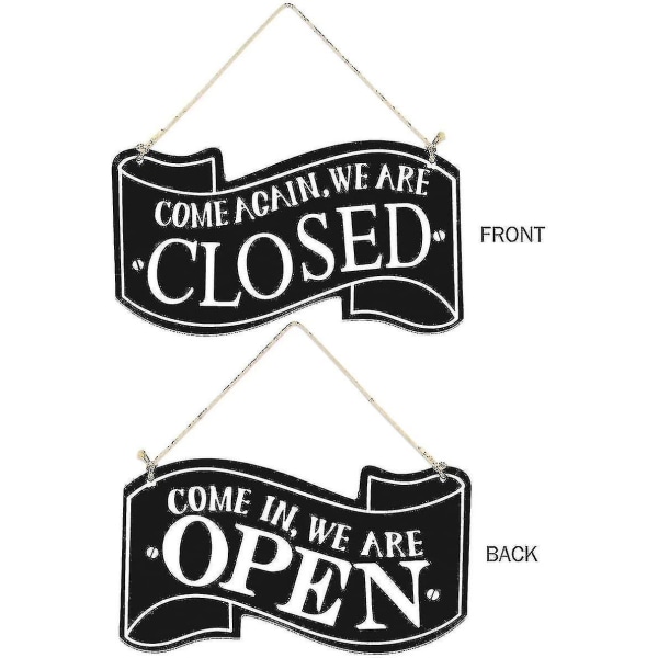 Tre dobbeltsidig butikk åpen og lukket skilt for butikk bedrift eller hjem (svart)