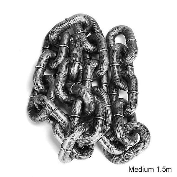Simuleret jernkæde til hundetræk Multifunktionel tyk reb-snor sele til hunde tilbehør Silver Medium 1.5 M