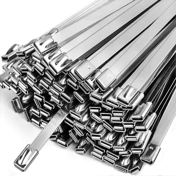 100 stk. metallstrips, 30 cm, 304 rustfritt stål, multifunksjonelle