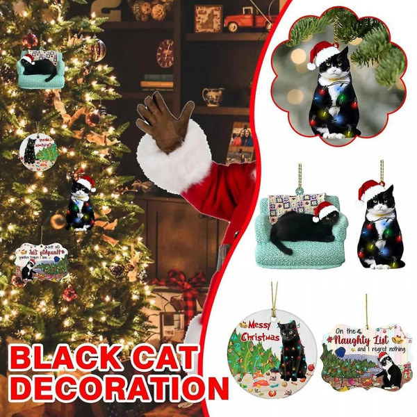 2023 Xmas Black Cat Riipus Joulujuhla koristeet Kissan koristelu Joulukuusi riippukoristeet Joulukoristeet 1 1pc