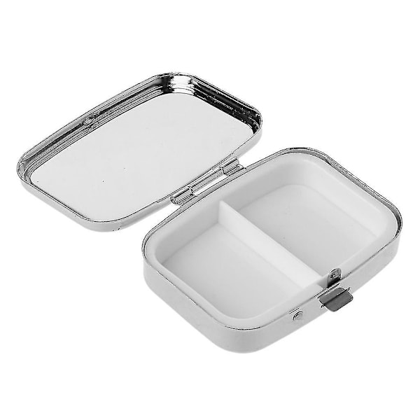 5,6x4,2cm Rektangulär Mini Pillerdosa i Rostfritt Stål, Solid Färg Silver, Medicinorganisatör, Tablettkapselbox, Dispenser