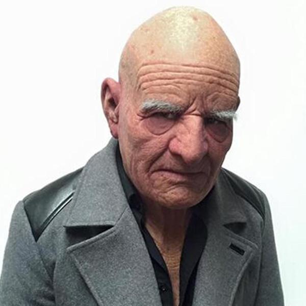 Halloween skallig vit ögonbryn gammal man mask simulerade gamla farfar latex huvudskydd