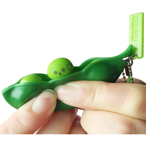 Wabjtam 3-pak Edamame nøkkelring Ertekjede Nøkkelring Soy Leke Gave