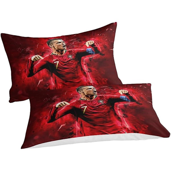 Fotboll Cristiano Ronaldo Sängkläder Påslakanset Mjuk Mikrofiber CR7 Sängkläder Påslakanset med Dragkedja och Örngott för Barn Single 135x200cm
