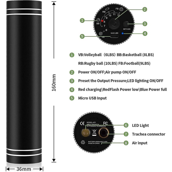 Automatisk elektrisk snabb bollpump med nål och munstycke - Luftpump Fo