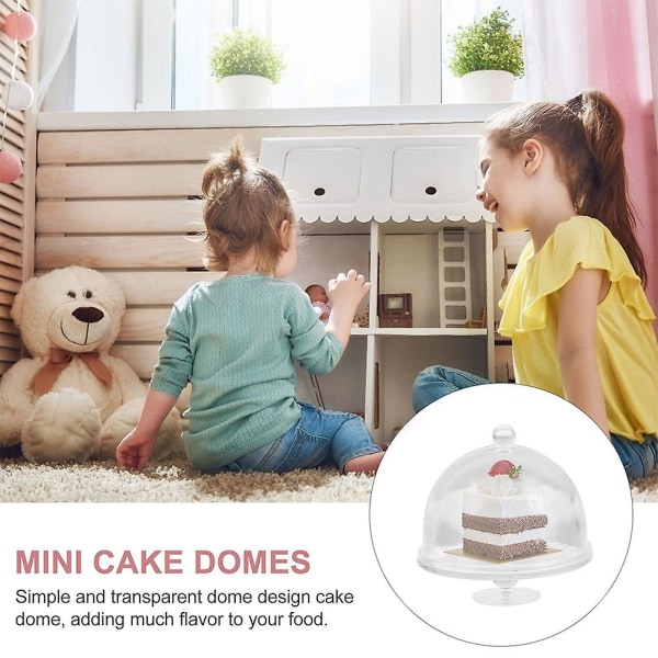 12 stk Mini kakefat med lokk Miniatyr cupcake stativ Dome cover Dolls House Cake Display Stand