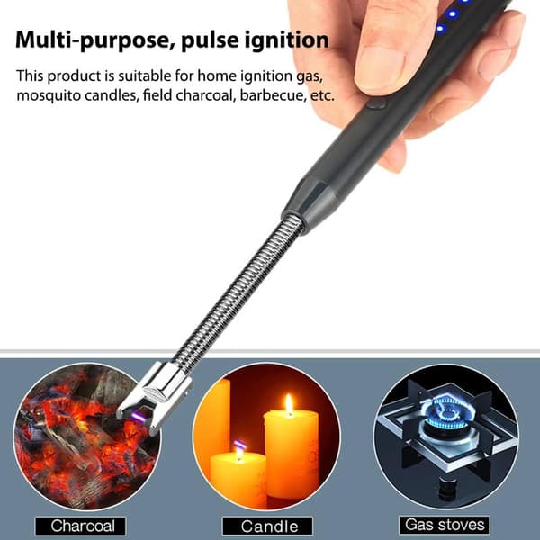 360° Electric Arc Lighter for Grill USB Windproof Flameless Plasma Ignition Long