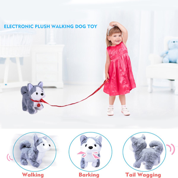 Plysj Teddy Toy Valp Elektronisk Interaktiv Kjæledyr Hund - Gåing, Bjeffing, Halevift, Strekking Ledsagerdyr For Barn