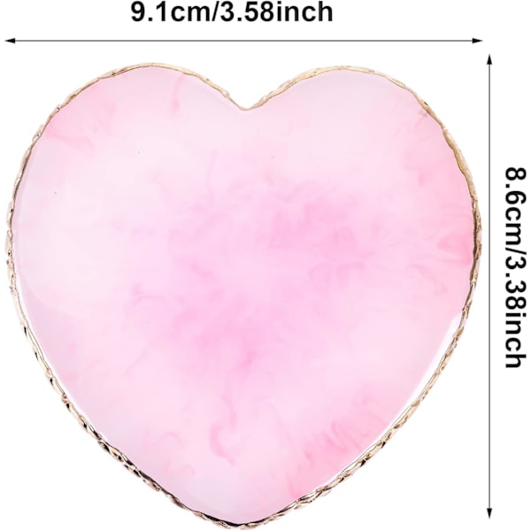 Hjärtformad nagelpalett i harts för nagelkonst, blandning av färger och nagellack med hartsguldkanter