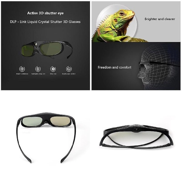 Active DLP Link 3D Glasses Compatible with Optama/ Acer/ BenQ/ ViewSonic Projectors Glasses