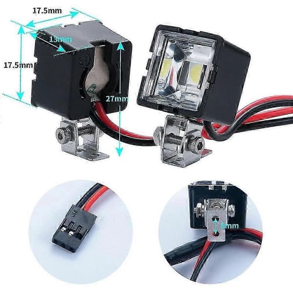 RC Bil LED Lys Frontlykter Spotlight for 1/10 RC Crawler, B