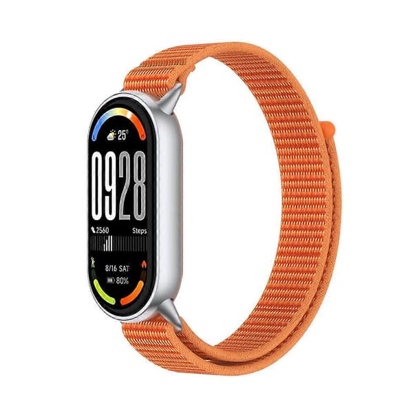 Handledsrem kompatibel med Xiaomi Smart Band 10 / 9 / 8 Magic Tape Nylon Loop Klockarmband Orange