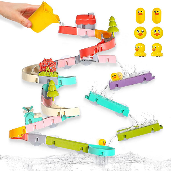 62pcs Bath Toys For Kids Water Bathtub Toy Slide For Toddlers Bath Toys With Suction Cups Bathroom Wall Bathtub Toys Diy