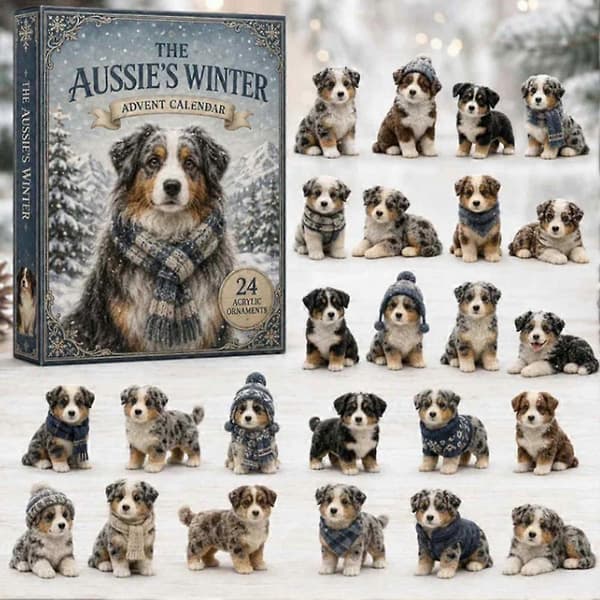 Hyrde Julekalender Nedtællingskalender til Børn 24-dages Vinter 2D Akrylpynt til Hund