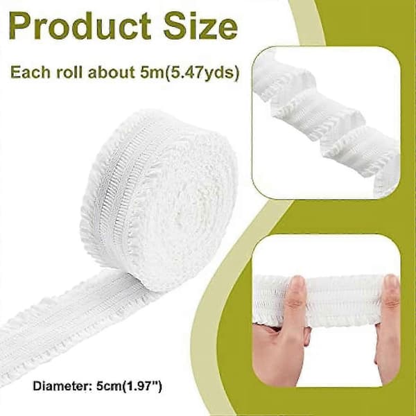 2 Bred Frilly Elastisk Bånd Hvit Blonde Elastisk Gripebånd for Webbing Klesøm Tilbehør