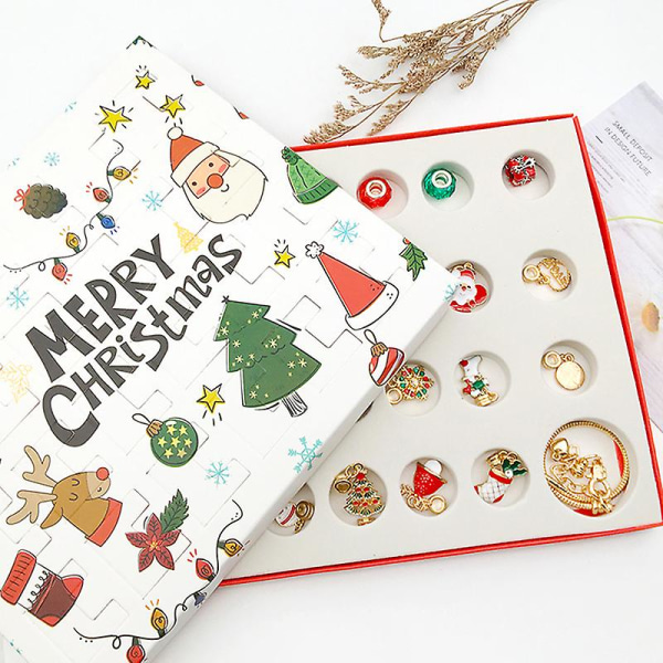 24st Halsband Hänge Jul Nedräkning Kalender Blind Box Armband presentförpackning Multicolor