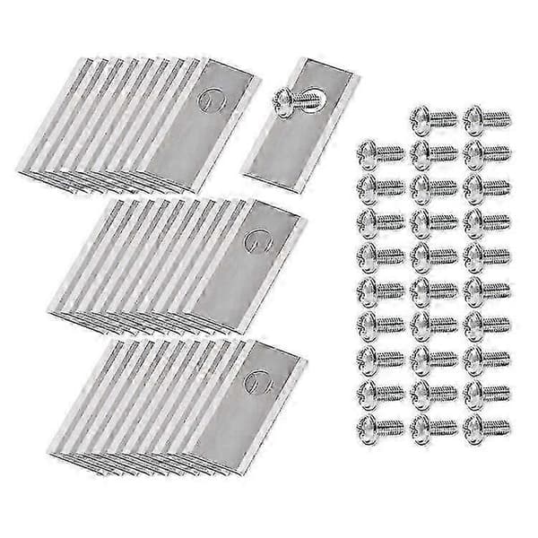 30 stk. Kompatible erstatningsblader i rustfritt stål for Honda Miimo robotgressklipper, 39,2x17,5 mm Silver