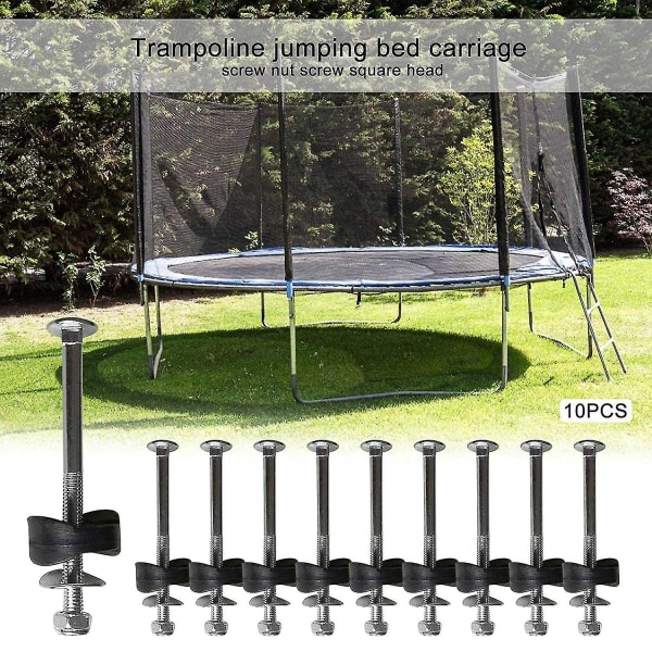 Trampolineskruer, 10 stk galvanisert stål Trampolineskruer Festetilbehør kompatibel med trampolinemontering