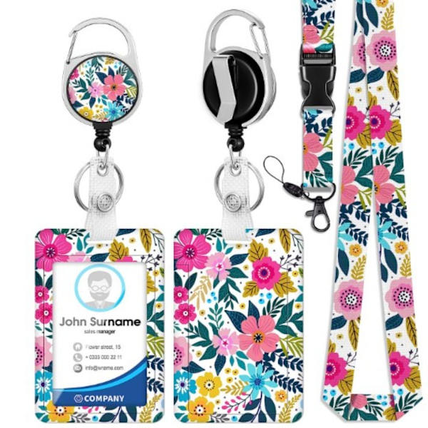 ID-korthållare Namnskylt Lanyard Korthållare med infällbar