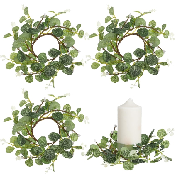 4 stk. Lyseringe til søjler Eucalyptus Krans Lyseringe Bryllupsfest Lyseringe