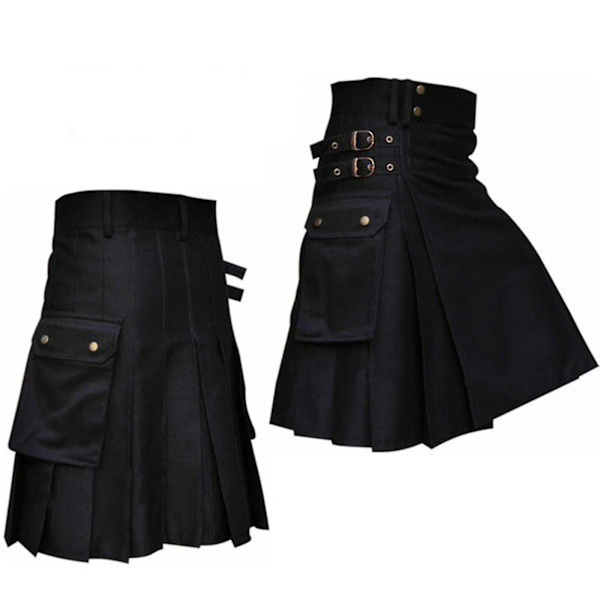 Herrskjorta, ny sommar, skotsk kjol, ficka, rutig kontrastsydd plisserad kjol, herrshorts S