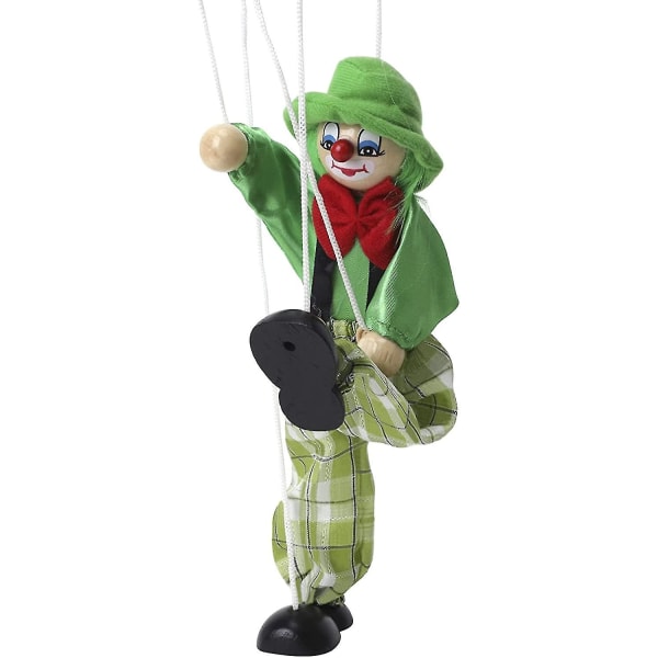 Wabjtam Rolig Clown Dragspel Marionett Trä Led Aktivitet För Barn Män Kvinnor Låtsaslek Dockteater Leksak, Grön