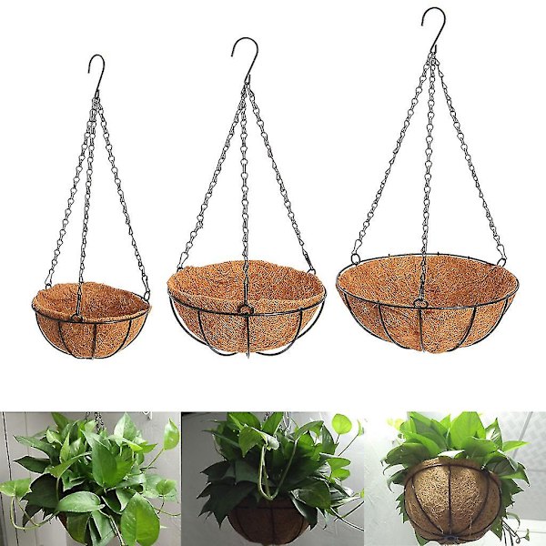 Hängande kokosnöt grönsak blomma kruka korg liners planter trädgård dekor järn konst