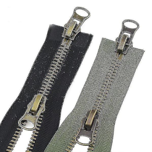 2pacs 70cm #8 Metal Lynlåse Dobbelt Slider Separable Sort Metal Lynlås A-lynlås Slider Lynlås Til Jakker