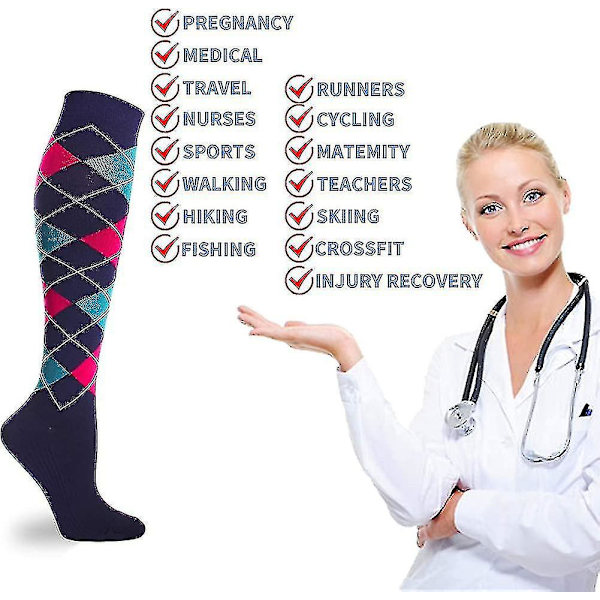 Par unisex kompressionsstrumpor 20-30mmhg Knähöga strumpor