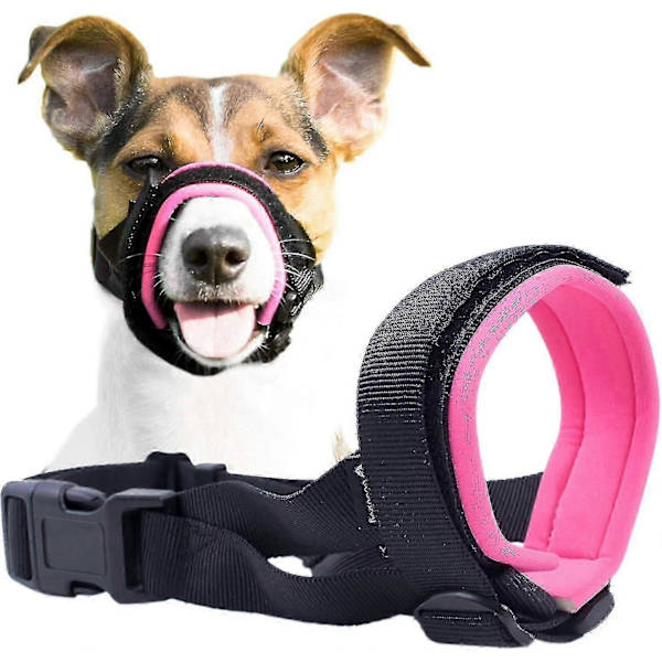 Blød Snudenet Til Hunde - Forhindrer Bid Og Uønsket Tygning Sikker Komfortabel Pasform - Blød Neopren Polstring Ingen Mere Gnidning Inkluderet Træning M Pink