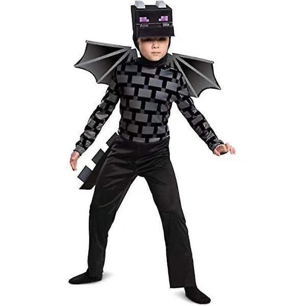 Lasten Minecraft Cosplay-naamiaisasu Poikien ja tyttöjen juhlapuku Lahjat BlackBlueTop  Pant  Cap S 3-4Y 105-115cm