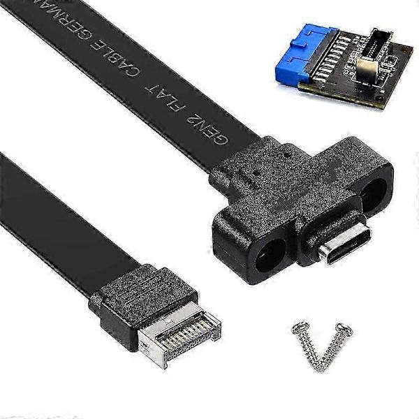USB 3.1 Typ C Frontpanel Header Förlängningskabel 50 cm, USB 3.1 Typ E till USB 3.1 Typ C Kabel, Gen