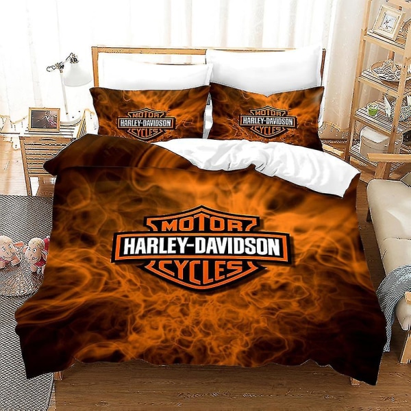 Hd26 3d-tryckt Harley-Davidson motorcykel påslakan täcke örngott 2/3pcs sängkläder set AU single 140x210cm