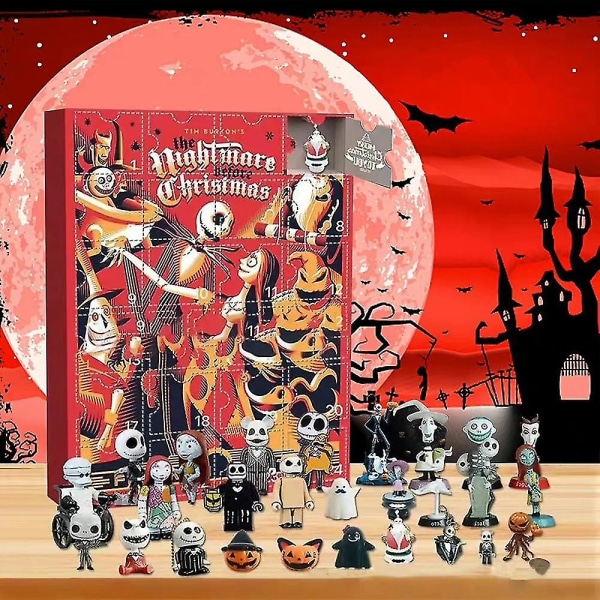Halloween figurer docka adventskalender The Nightmare Before Christmas-temat innehåller 24 presenter 24-dagars Countdown Calendar_m