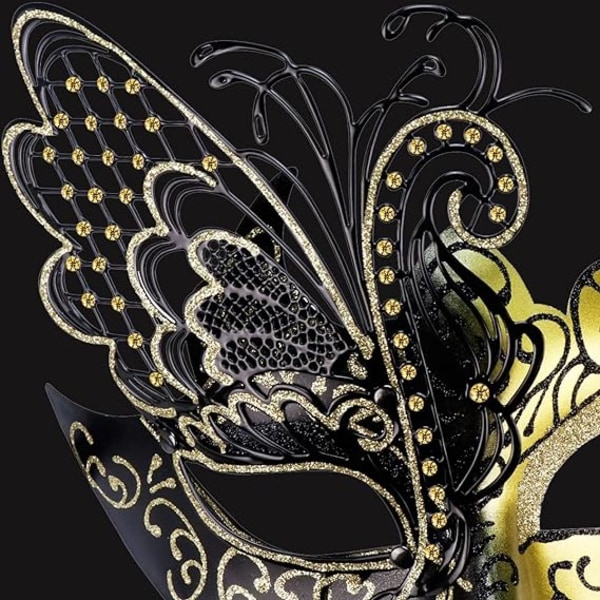 Mystisk Halloween Butterfly metall venetiansk mask. Lämplig för sexig kostymboll för kvinnor, maskerad, karnevalsfest, julpåsk