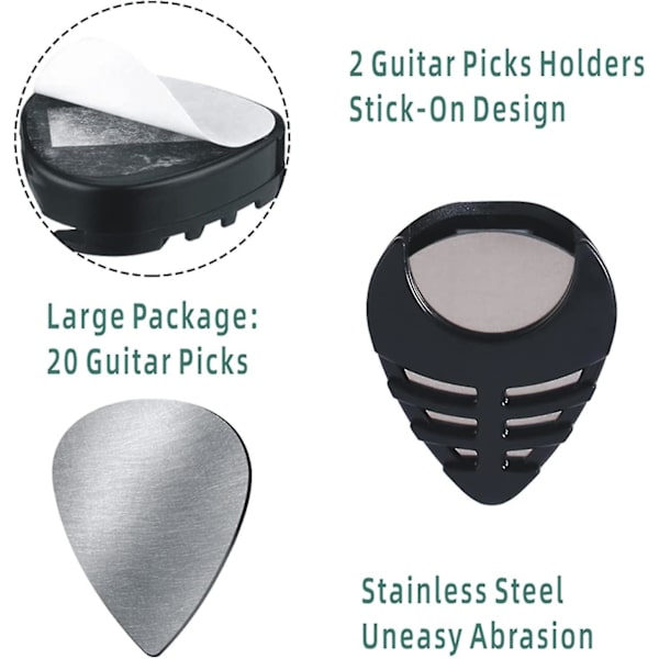 20-pack rostfria gitarrplektrum 0,3 mm - plektrum för elgitarr och bas