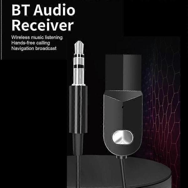Bluetooth Aux-adapter Dongle USB til 3,5 mm Jack Bil o Aux Bluetooth 5.0 Håndfrisett for bilmottaker BT-sender silver