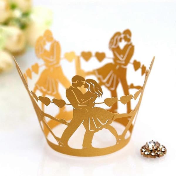 100 stk. Cupcake Papirforme Bageforme Non-stick Muffin Wrappers Forme Valentinsdag gylden Reflective silver