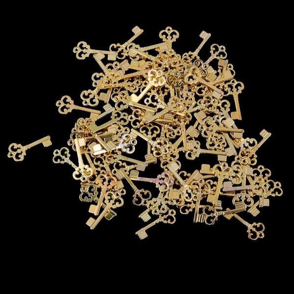 4x 100 stykker gaver metall sjarm anheng hul nøkkel gull legering sjarm 22x10 mm