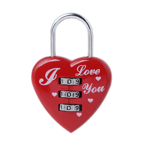 Mini Padlock 3-digit Combination Lock Resettable Luggage Locks Weather-proof Red