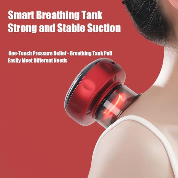Smart Dynamisk Cupping Terapi Sæt med Rødt Lys, Cupping Kit til Massageterapi, Elektrisk Cupping Enhed (Rød)